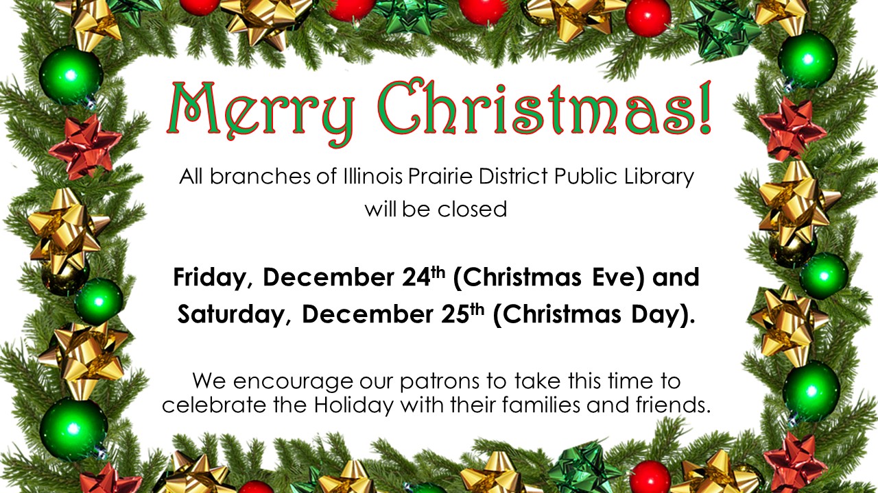 Announcement of Christmas Eve and Christmas Day closure for all IPDPL branches.