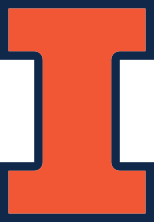 An orange capital letter "I" with a dark blue border