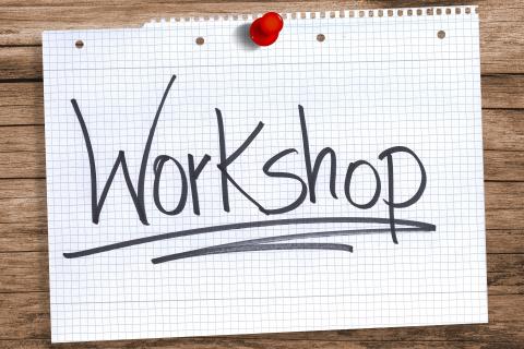 An image of a piece of graph paper with the word Workshop written in black marker