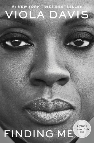 Book cover for "Finding Me," by Viola Davis.  An extreme close-up photo of actress Viola Davis' face.